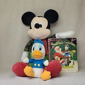 Disney plush Christmas Mickey. Donald Duck , Mickey Mouse club book